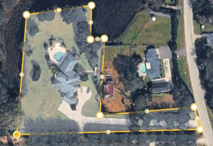 Aerial view of DeGray property with full boundary outlined